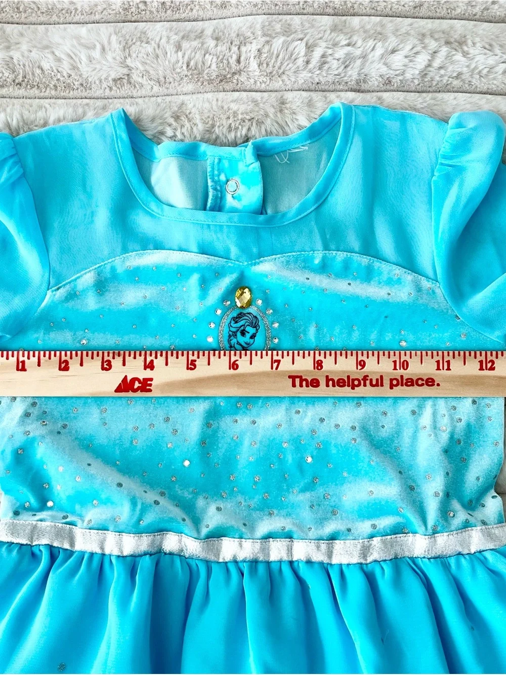 Disney Frozen Elsa Enchanting Costume Dress Blue Snowflake Cape Girls -size 4-6